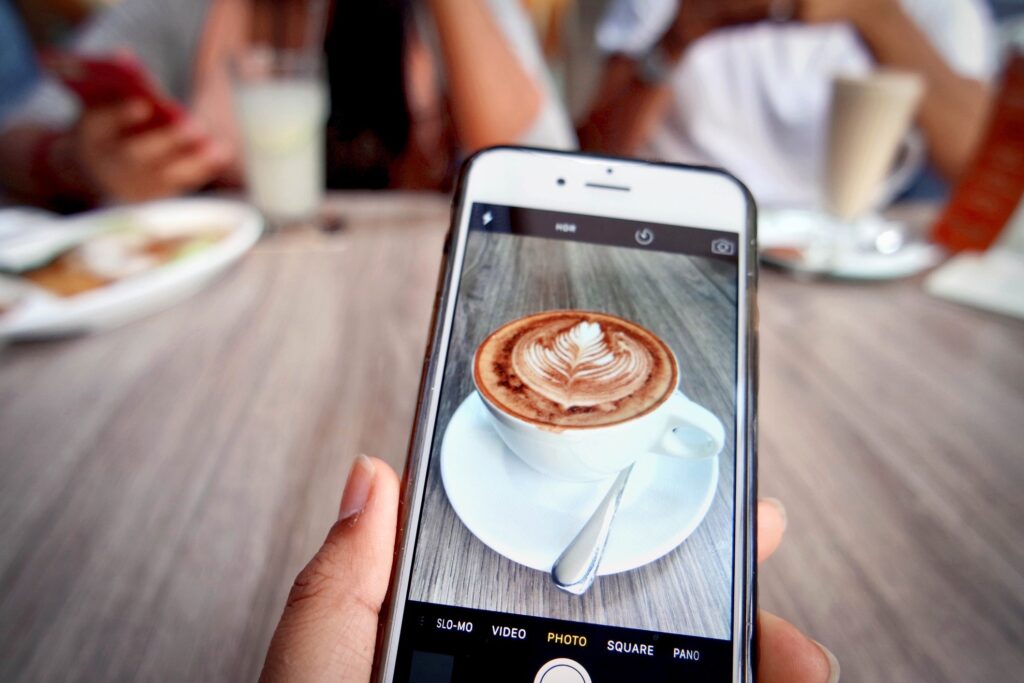 connecting with family and friends at a cafe