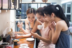 Best female friends drinking coffee