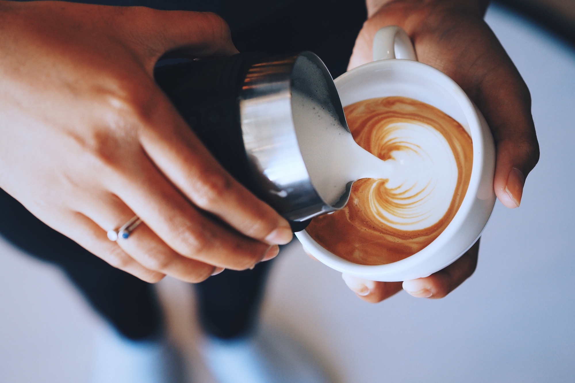 Coffee latte art by coffee master